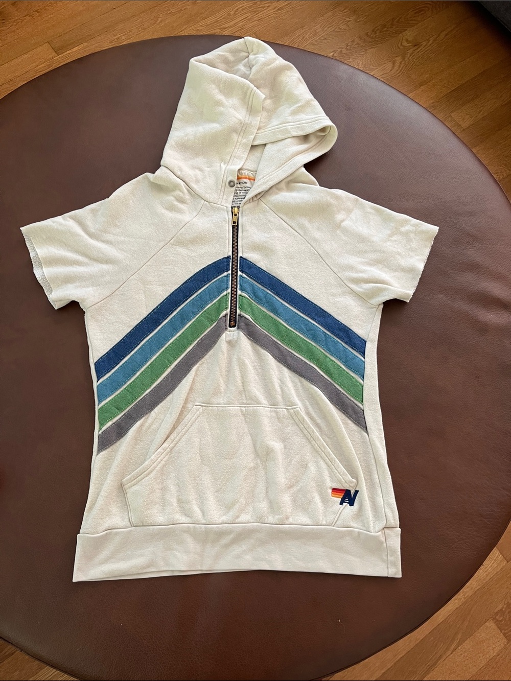 Aviator nation chevron quarter zip hoodie shortsleeved m